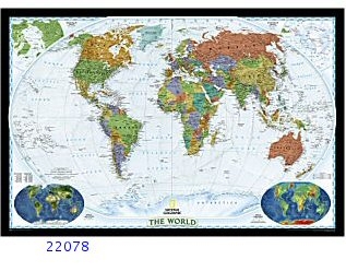 New National Geographic Laminated Classic World Wall Map Standard 43" x 30" 